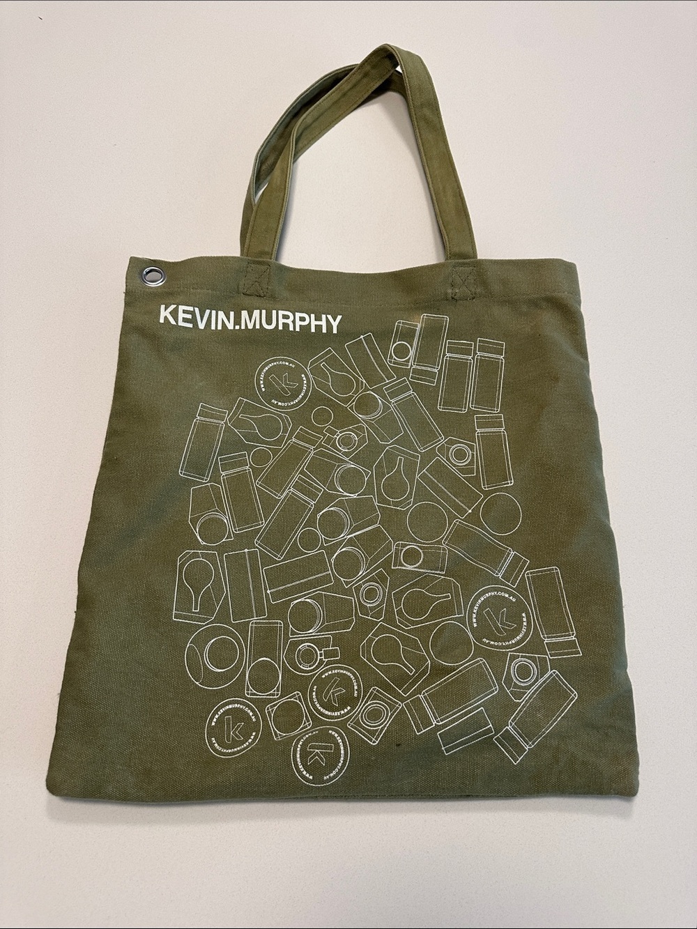 KEVIN.MURPHY Olive Canvas Shopper Tote with Graphic Print